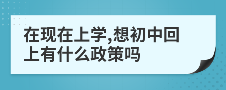 在现在上学,想初中回上有什么政策吗