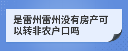 是雷州雷州没有房产可以转非农户口吗