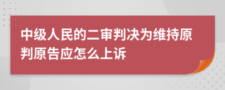 中级人民的二审判决为维持原判原告应怎么上诉