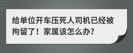 给单位开车压死人司机已经被拘留了！家属该怎么办？