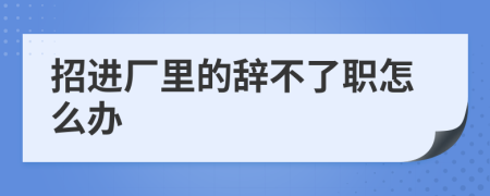 招进厂里的辞不了职怎么办