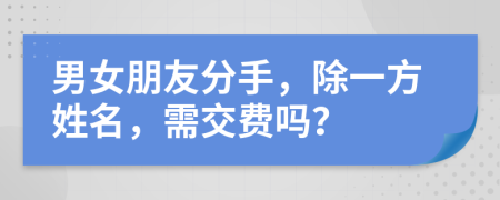 男女朋友分手，除一方姓名，需交费吗？