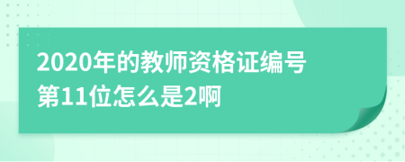 2020年的教师资格证编号第11位怎么是2啊