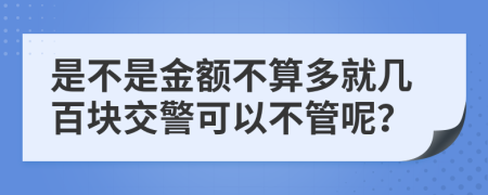 是不是金额不算多就几百块交警可以不管呢？