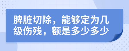 脾脏切除，能够定为几级伤残，额是多少多少