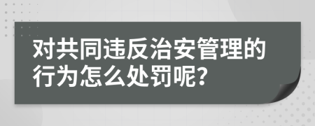 对共同违反治安管理的行为怎么处罚呢？