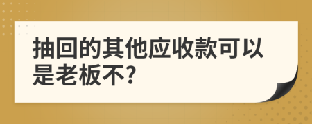 抽回的其他应收款可以是老板不?