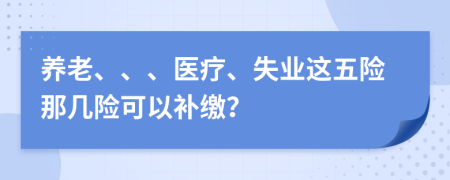 养老、、、医疗、失业这五险那几险可以补缴？