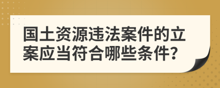 国土资源违法案件的立案应当符合哪些条件？