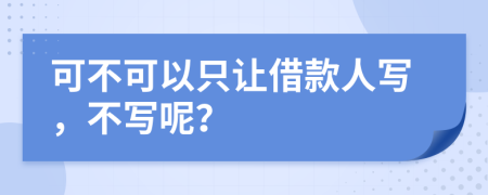 可不可以只让借款人写，不写呢？