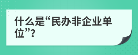 什么是“民办非企业单位”？