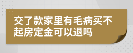 交了款家里有毛病买不起房定金可以退吗