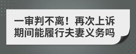 一审判不离！再次上诉期间能履行夫妻义务吗