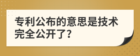 专利公布的意思是技术完全公开了？