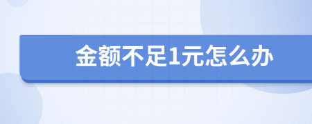 金额不足1元怎么办