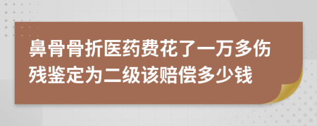 鼻骨骨折医药费花了一万多伤残鉴定为二级该赔偿多少钱