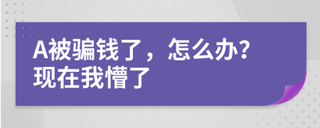 A被骗钱了，怎么办？现在我懵了