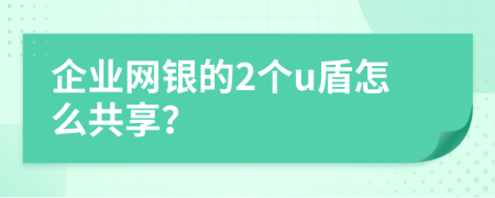 企业网银的2个u盾怎么共享？