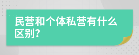 民营和个体私营有什么区别？