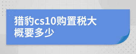 猎豹cs10购置税大概要多少