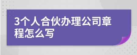 3个人合伙办理公司章程怎么写