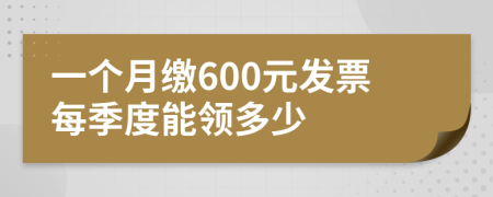 一个月缴600元发票每季度能领多少