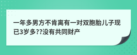 一年多男方不肯离有一对双胞胎儿子现已3岁多??没有共同财产