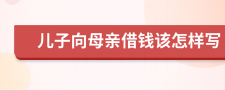 儿子向母亲借钱该怎样写