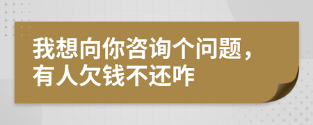 我想向你咨询个问题，有人欠钱不还咋