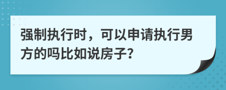 强制执行时，可以申请执行男方的吗比如说房子？