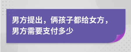 男方提出，俩孩子都给女方，男方需要支付多少