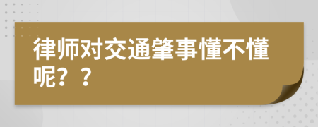 律师对交通肇事懂不懂呢？？