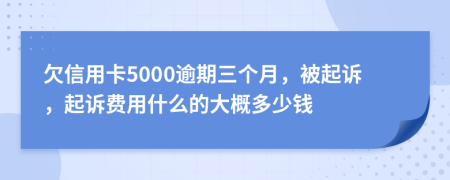 欠信用卡5000逾期三个月，被起诉，起诉费用什么的大概多少钱