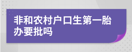 非和农村户口生第一胎办要批吗
