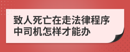 致人死亡在走法律程序中司机怎样才能办