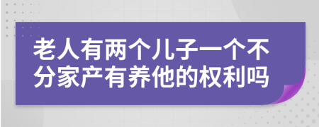 老人有两个儿子一个不分家产有养他的权利吗