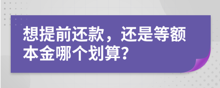 想提前还款，还是等额本金哪个划算？