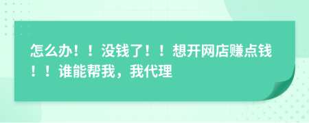 怎么办！！没钱了！！想开网店赚点钱！！谁能帮我，我代理