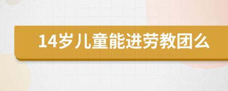 14岁儿童能进劳教团么