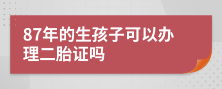 87年的生孩子可以办理二胎证吗