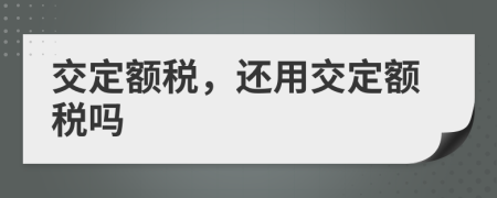 交定额税，还用交定额税吗