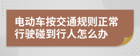 电动车按交通规则正常行驶碰到行人怎么办