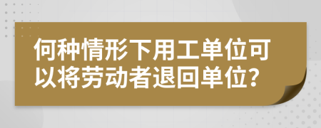 何种情形下用工单位可以将劳动者退回单位？