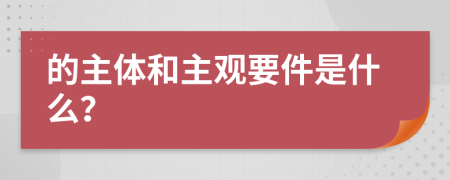 的主体和主观要件是什么？