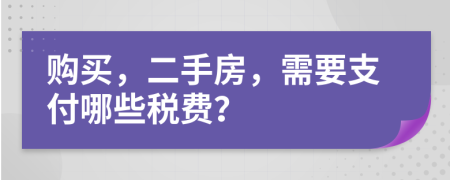 购买，二手房，需要支付哪些税费？