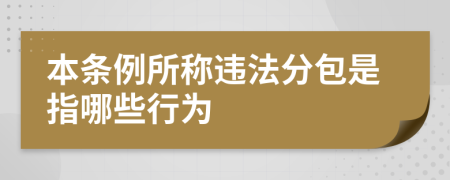 本条例所称违法分包是指哪些行为