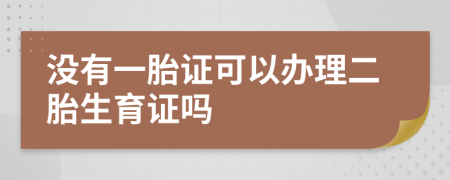 没有一胎证可以办理二胎生育证吗