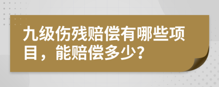 九级伤残赔偿有哪些项目，能赔偿多少？