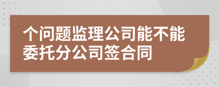 个问题监理公司能不能委托分公司签合同