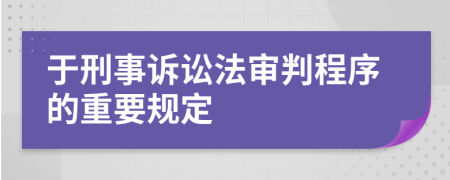 于刑事诉讼法审判程序的重要规定